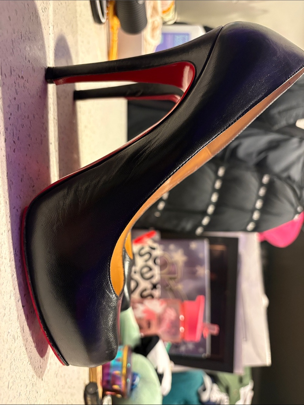 Christian Louboutin black leather Rolando Heel